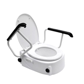 Cliquez sur l’image pour voir les détails du produit :Siège de toilette surélevé réglable avec accoudoirs